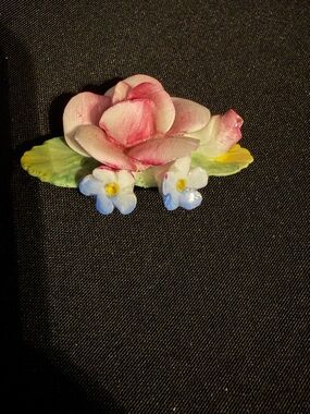 vintage Artone Bone China brooch handcrafted pink rose made in England